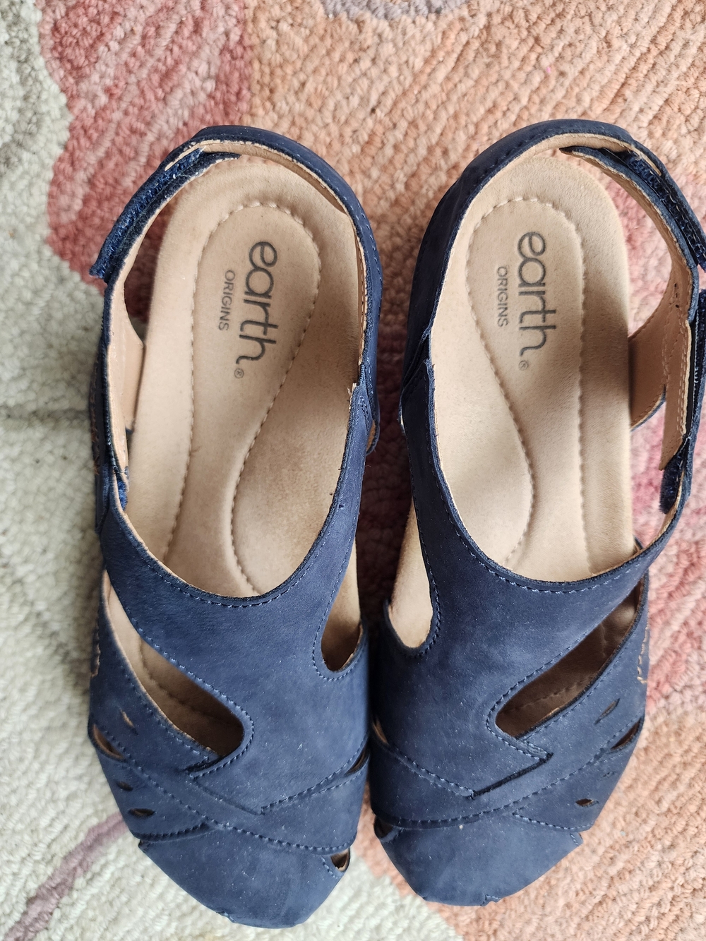 Earth Origins Womens Navy Suede Slingback Sandals - Picture 2 of 6